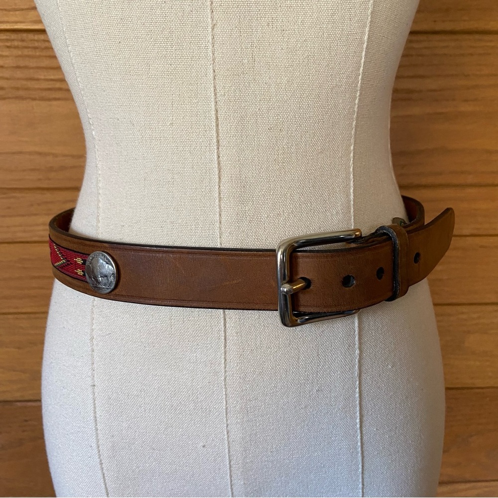 Vintage Trafalgar Old West US made buffalo nickel embroidered belt